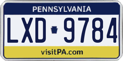 PA license plate LXD9784