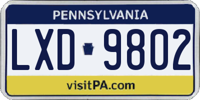 PA license plate LXD9802