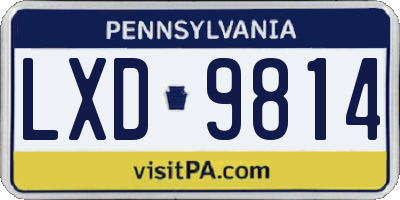 PA license plate LXD9814