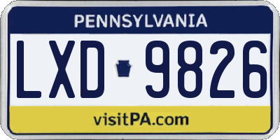PA license plate LXD9826