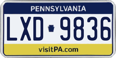 PA license plate LXD9836