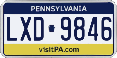PA license plate LXD9846