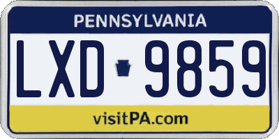 PA license plate LXD9859