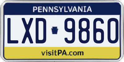 PA license plate LXD9860