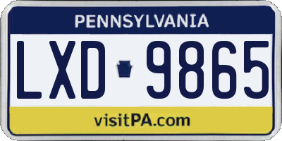 PA license plate LXD9865