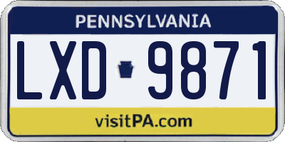 PA license plate LXD9871