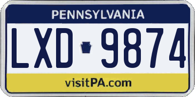 PA license plate LXD9874