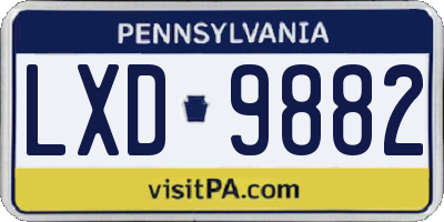 PA license plate LXD9882