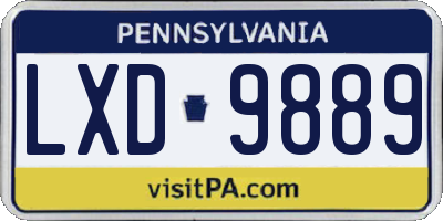 PA license plate LXD9889