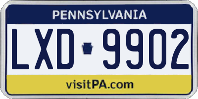PA license plate LXD9902