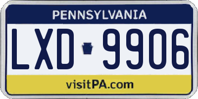 PA license plate LXD9906