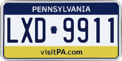 PA license plate LXD9911