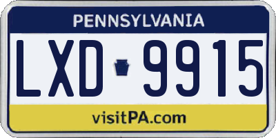 PA license plate LXD9915
