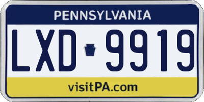 PA license plate LXD9919