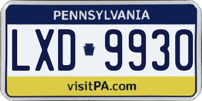 PA license plate LXD9930