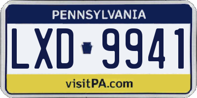 PA license plate LXD9941