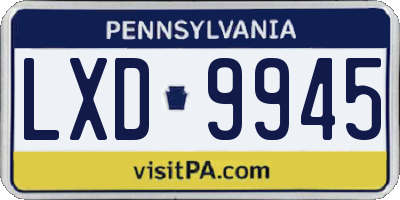 PA license plate LXD9945
