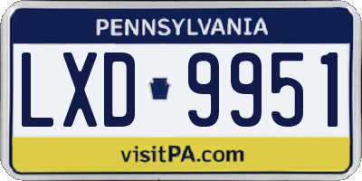 PA license plate LXD9951