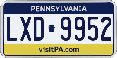 PA license plate LXD9952