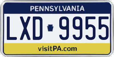 PA license plate LXD9955