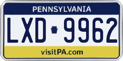 PA license plate LXD9962