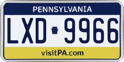PA license plate LXD9966