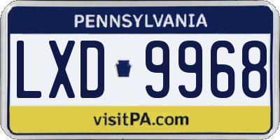 PA license plate LXD9968