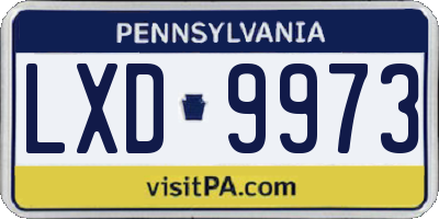 PA license plate LXD9973