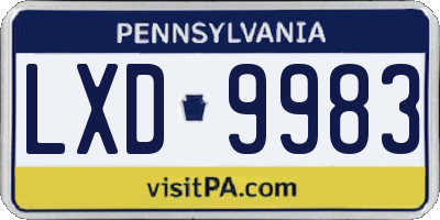 PA license plate LXD9983