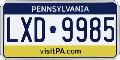 PA license plate LXD9985