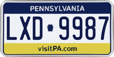 PA license plate LXD9987