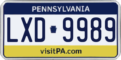 PA license plate LXD9989