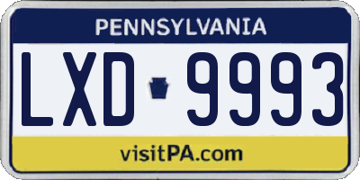 PA license plate LXD9993