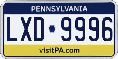 PA license plate LXD9996