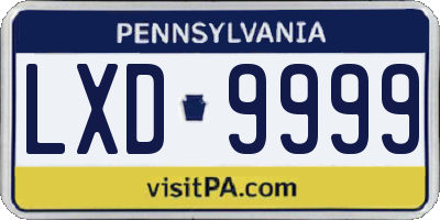 PA license plate LXD9999