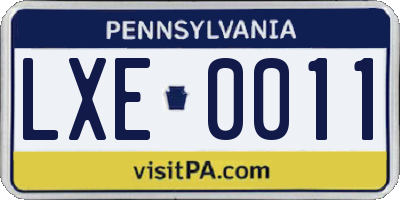 PA license plate LXE0011