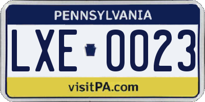 PA license plate LXE0023