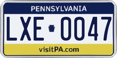 PA license plate LXE0047