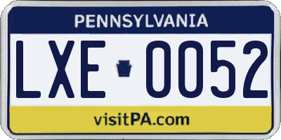 PA license plate LXE0052