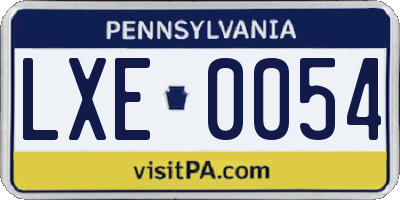 PA license plate LXE0054