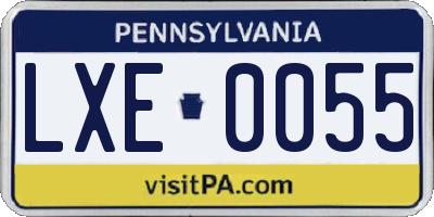 PA license plate LXE0055