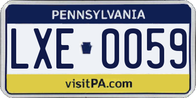 PA license plate LXE0059