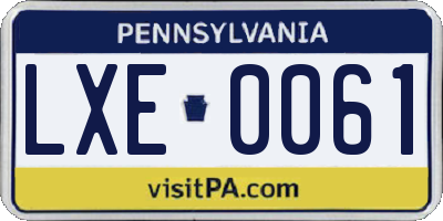 PA license plate LXE0061