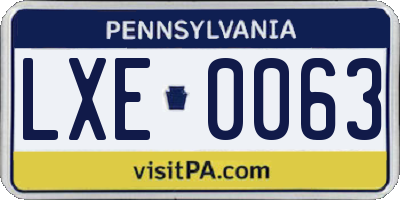PA license plate LXE0063