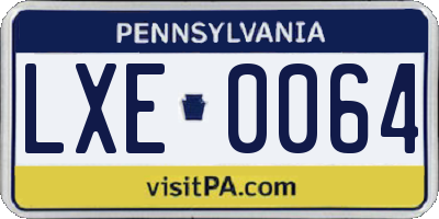 PA license plate LXE0064