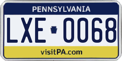 PA license plate LXE0068