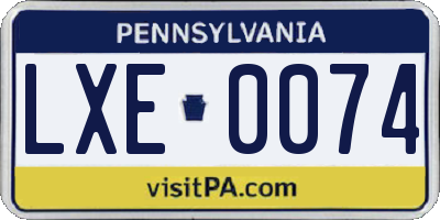 PA license plate LXE0074