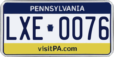 PA license plate LXE0076