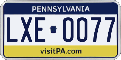 PA license plate LXE0077