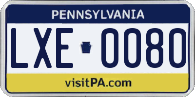 PA license plate LXE0080